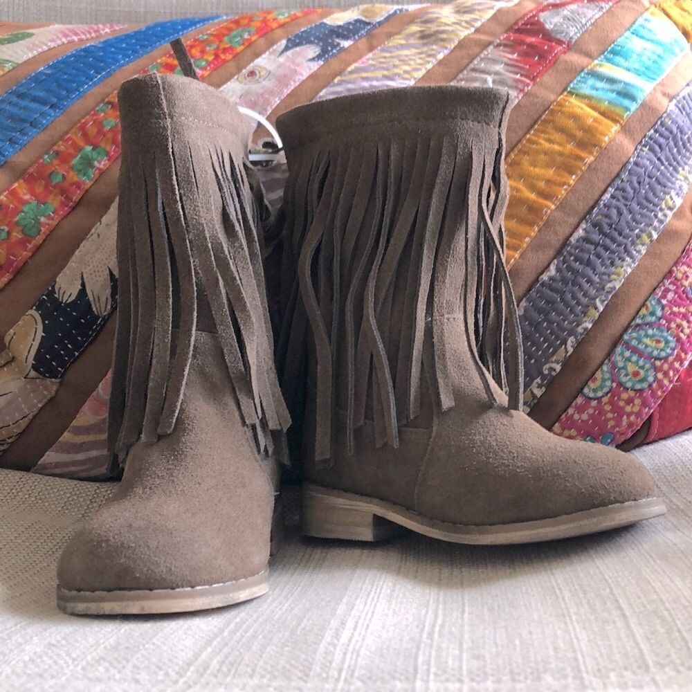Joyfolie Genuine Suede Fringe Baby Boots‎